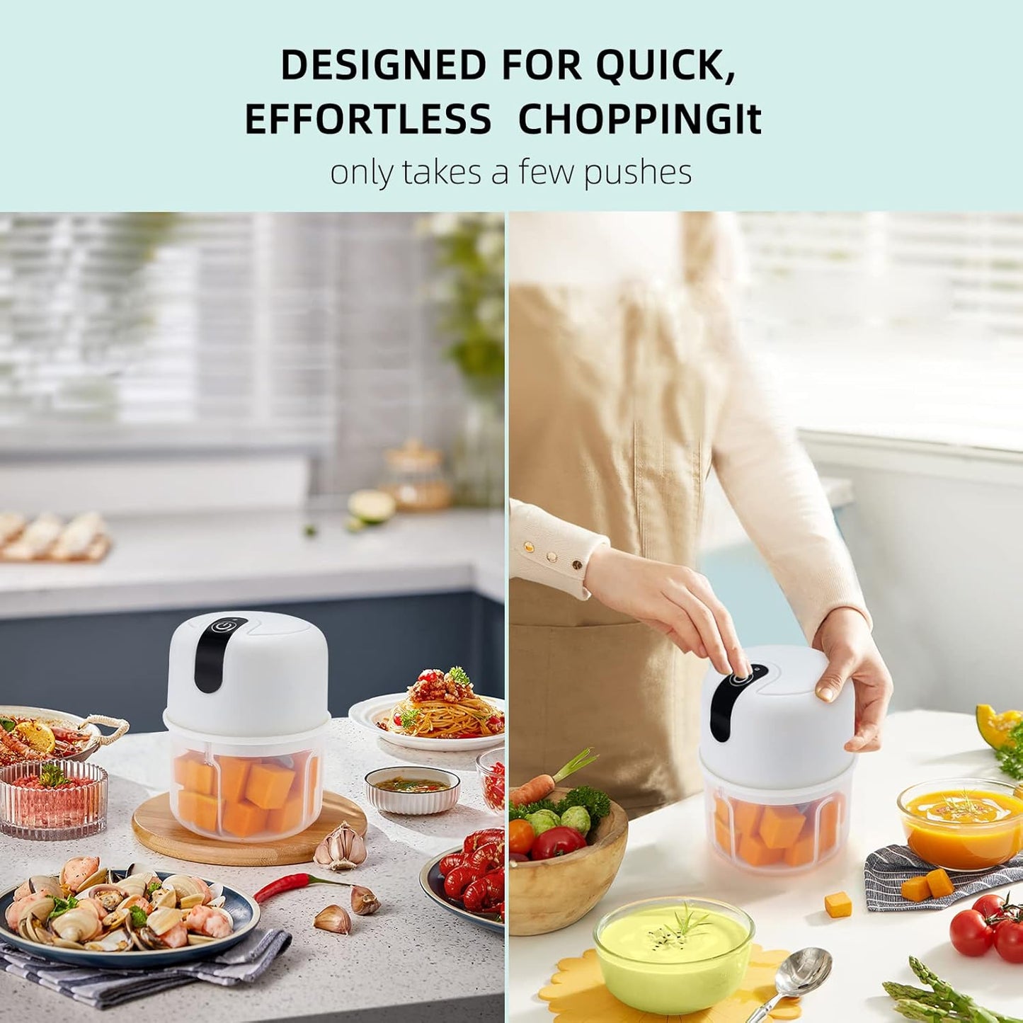 Wireless Usb Rechargeable Mini Electric Garlic Machine Chopper 3 Blades (250ml)