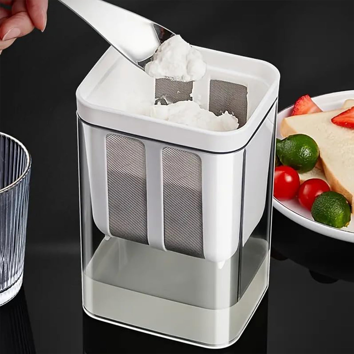 2 In 1 Multifunctional Yogurt Strainer With Storage Container 1100 Ml (1 Set)