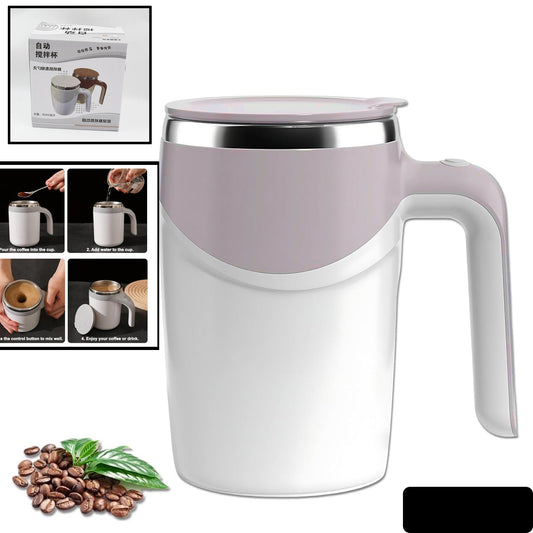 Stirring Coffee Mug  Magnetic Stirring Coffee Cup  Stainless Steel Mug For Milk  Travel Mixing Cup  Self Stirring Coffee Mug Suitable For Coffee Milk Hot Chocolat  Battery Operated ( Battery Not Included )