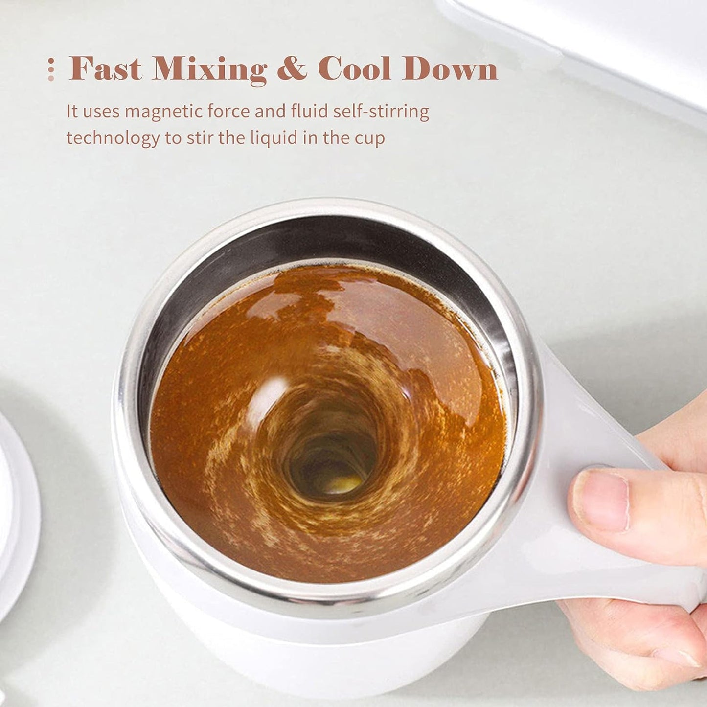 Stirring Coffee Mug  Magnetic Stirring Coffee Cup  Stainless Steel Mug For Milk  Travel Mixing Cup  Self Stirring Coffee Mug Suitable For Coffee Milk Hot Chocolat  Battery Operated ( Battery Not Included )